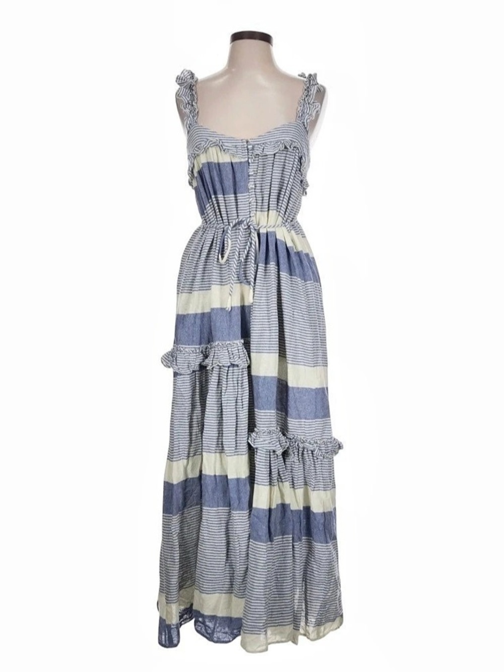 A PIECE APART Striped Maxi Dress in Blue & White Size 10 NWT